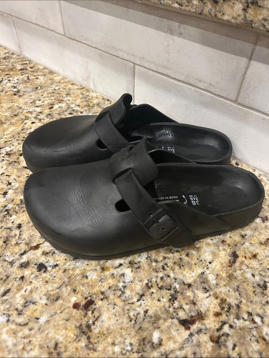 Birkenstock Shoes - Birkenstock Kids Black Slip-On Clog with Buckle Strap